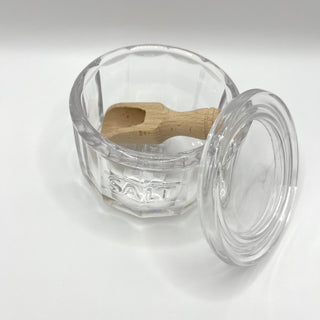 Salt Glass Pot & wooden spoon
