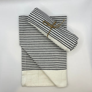 Cotton Tea Towel - Black White Pinstripe