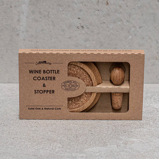 Wine bottle coaster & stopper set