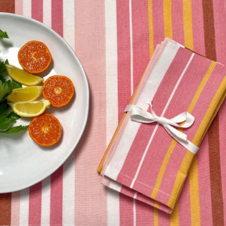 Striped Cotton Napkins Set 6 - Cinnamon