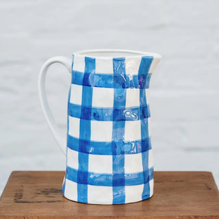 Noss & Co Medium Gingham Jug - Blue