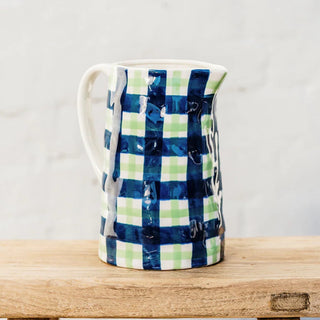 Noss & Co Medium Gingham Jug - Navy & Green