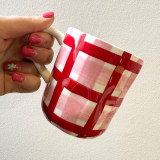 Noss & Co Gingham Mug - Red & Pink