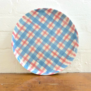 Noss & Co Gingham Platter - Pink & Cornflower Blue