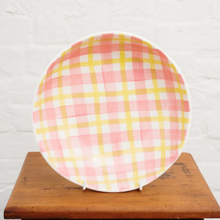 Noss & Co Gingham Salad Bowl - Pink & Yellow