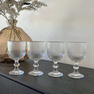 Ribbed Wine Goblet Set 4