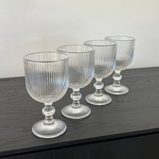 Ribbed Wine Goblet Set 4