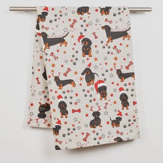 Christmas Tea Towel - Dachshund